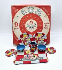 Ohio Art Tin Litho Tea Set 9 Pieces #63 Complete in Original Box 