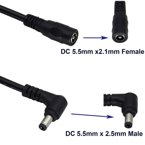 2x CCTV DC Power Cord 5.5mm x 2.1mm Female to 5.5mm x 2.5mm Male Cable LED Strip - Picture 8 of 8