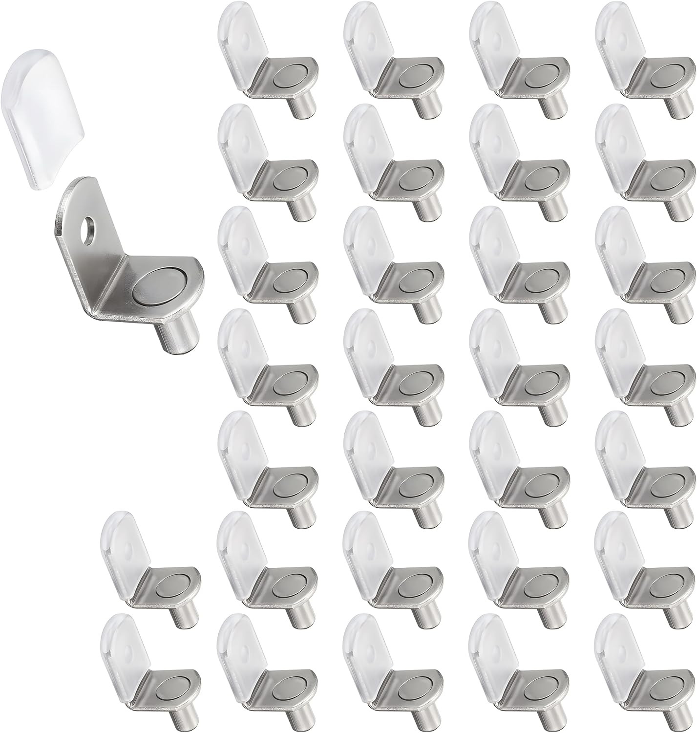 50 Pcs Shelf Support Pegs, 1/4 Inch (6.35mm) Metal Shelf Pins for Wood Shelves