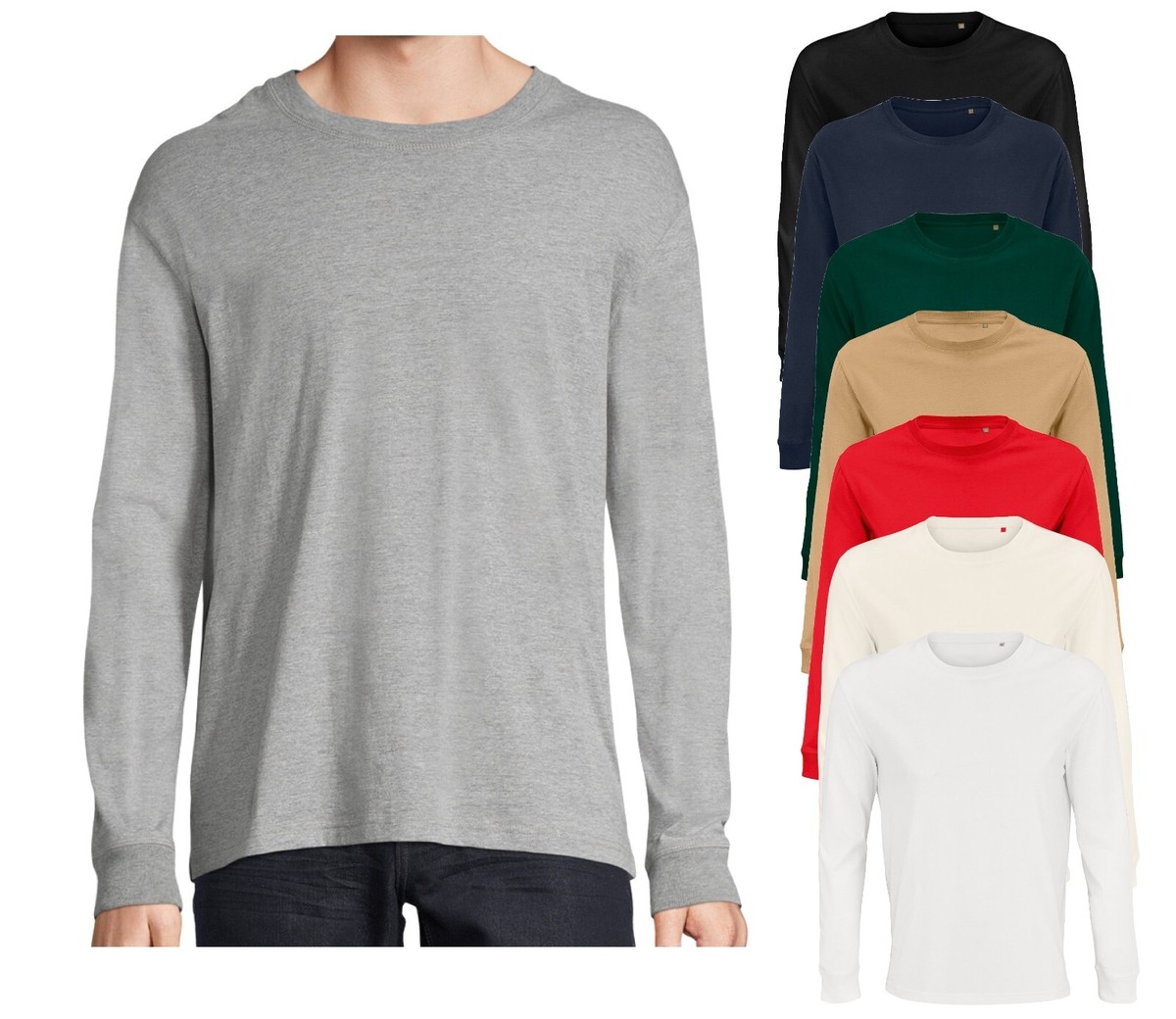Long Sleeve Organic Cotton Tee SOLS Pioneer Unisex T-Shirt XS