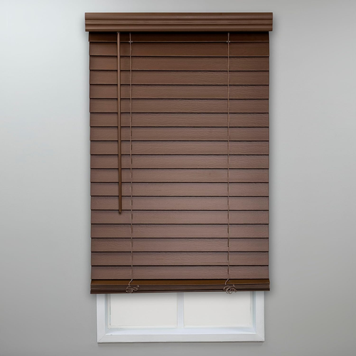 2In. Faux Wood Blinds, 35.5"W X 64"L in Dark Oak - Cordless Window Blinds, Certi - Picture 9 of 12
