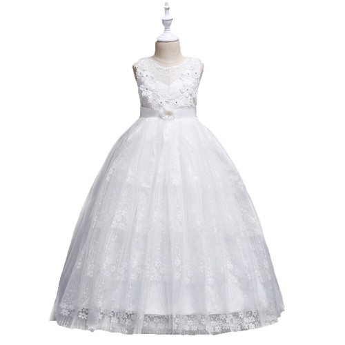 Elegant Flower Girls Wedding Bridesmaid Prom Gown Kids Princess Party Maxi Dress - Picture 42 of 133