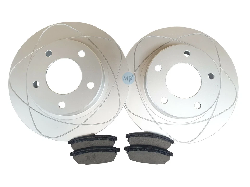 Premium Slotted Rear Disc Brake Rotors & Pads Fits Mazda Protege, Protege5 261mm - Image 3 of 4
