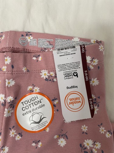 Wonder Nation Girls Leggings Small (6) Cotton Blend Pink Flowers Twins Triplets - Picture 2 of 3
