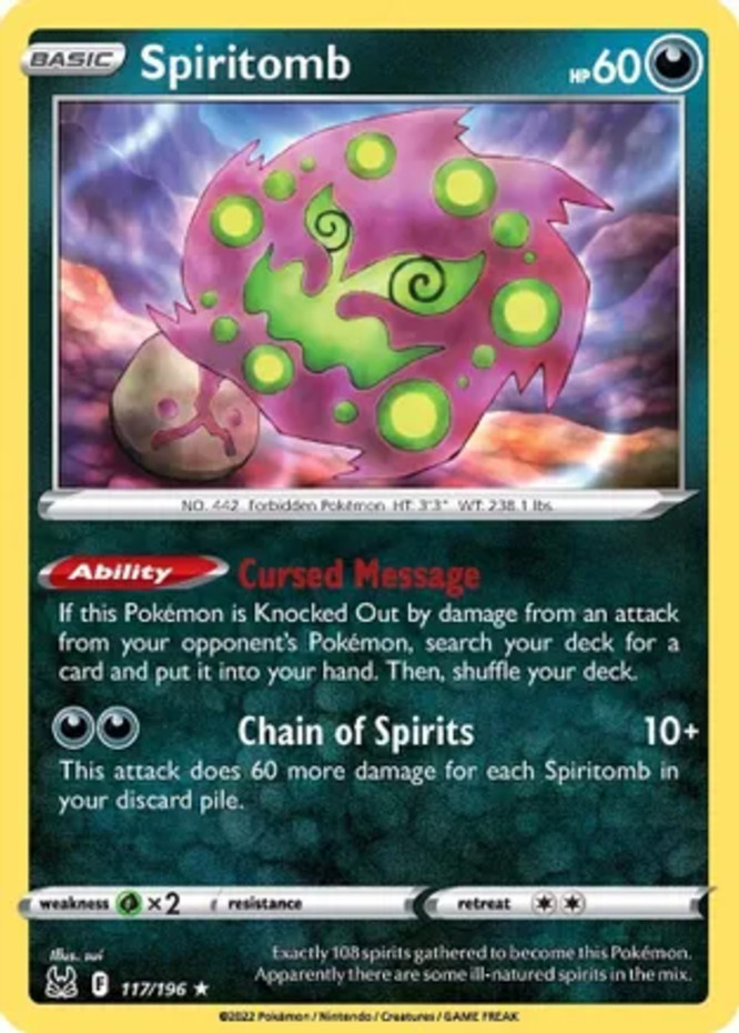 x1 Spiritomb - 117/196 - Rare - Reverse Holo Pokemon SS11 Lost Origin M/NM