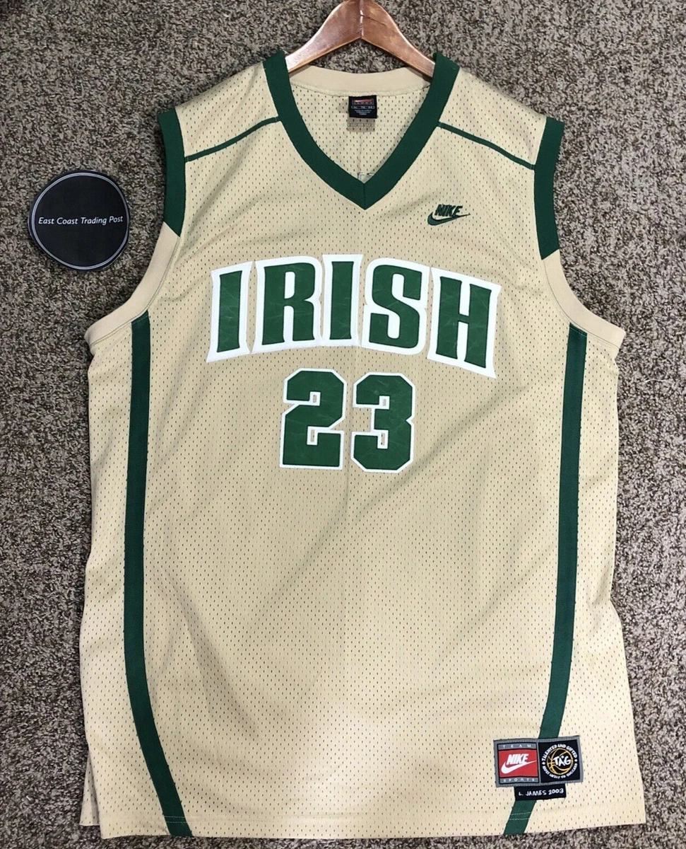 2003 LeBron James SVSM Irish Nike TAG High School Swingman Jersey Size  Large – Rare VNTG