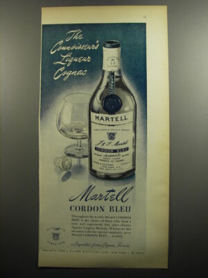 1951 Martell Cordon Bleu Cognac Ad - The Connoisseur's Liqueur Cognac