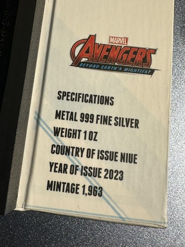 2023 Niue Marvel Avengers 60th Captain America 1 Oz Silver Colored Proof Coin - Picture 5 of 5
