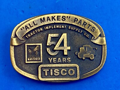54 years Tisco Tractor Implement Supply Spec Cast Brass Belt Buckle series 2 