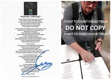 Geoff Tate Signed Queensryche Anybody Listening Lyrics Sheet COA Proof Autograph