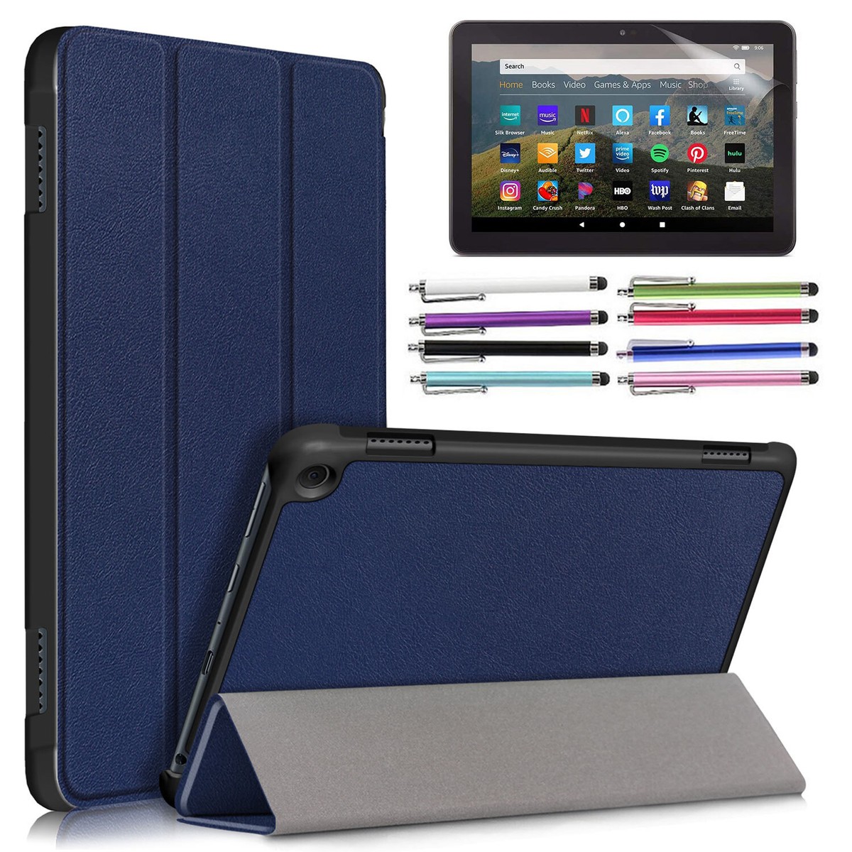 Custodia Fintie Rotante Per Amazon Fire HD 8 (2024/2022/2020) - Con Supporto E Autosleep