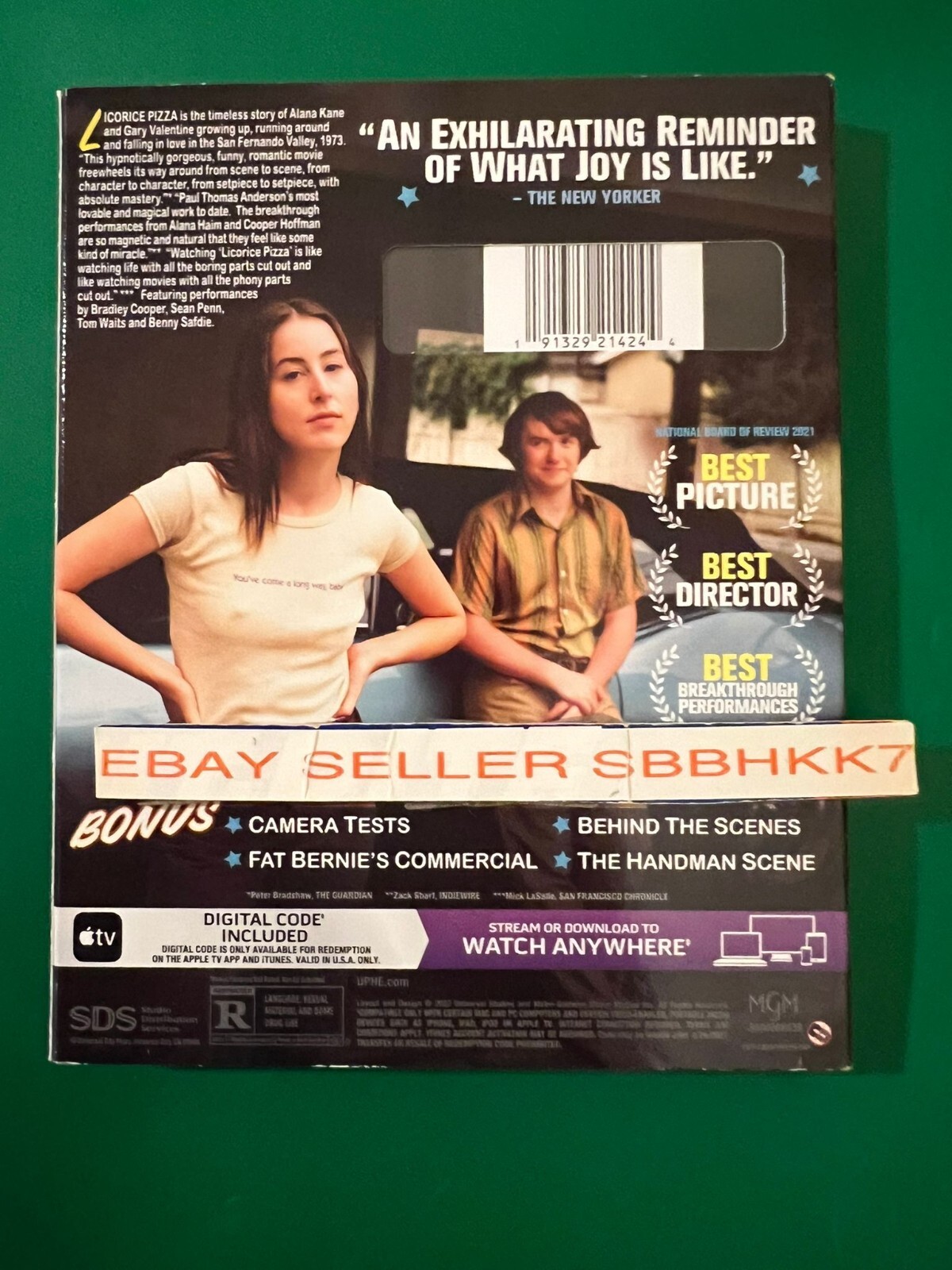 Licorice Pizza Blu Ray + DVD & Slipcover NO DIGITAL READ Free Shipping