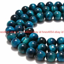 Natural Blue Tiger Eye Smooth Round Beads 6mm 8mm 10mm 12mm 14mm 15" Strand