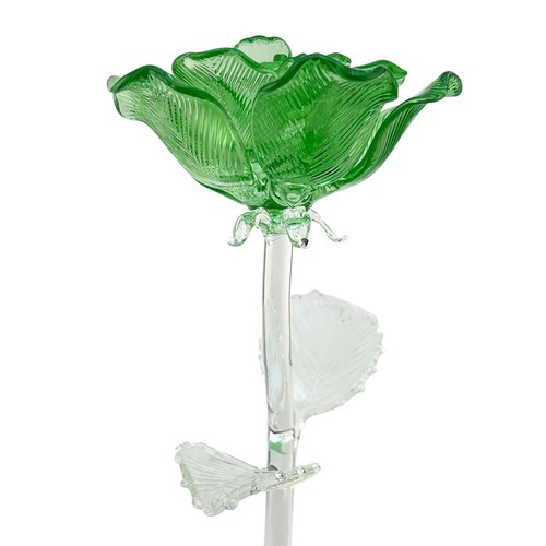 NUOVA scultura Waterford Crystal Fleurology Rose colore VERDE 15" - Foto 5 di 11