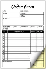 Sales Order Books,2 Part Carbonless Sales Invoice Book for Small Business,5.5 x 