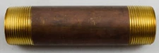 6" Long Brass Nipple Pipe Fitting with 1 1/4" Nominal Diameter