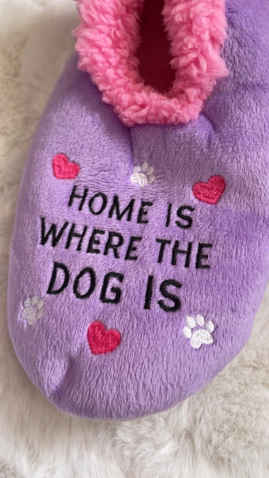 Snoozies 女式 Home Is Where The Dog Is 防滑拖鞋 9-10 码大号 — 第 3/4 张图片