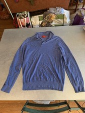 Isaia Men  s Blue Cashmere Polo Sweater Large