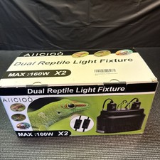 Aiicioo Dual Reptile Light Fixture - Bearded Dragon Light Fixture Double Rept...