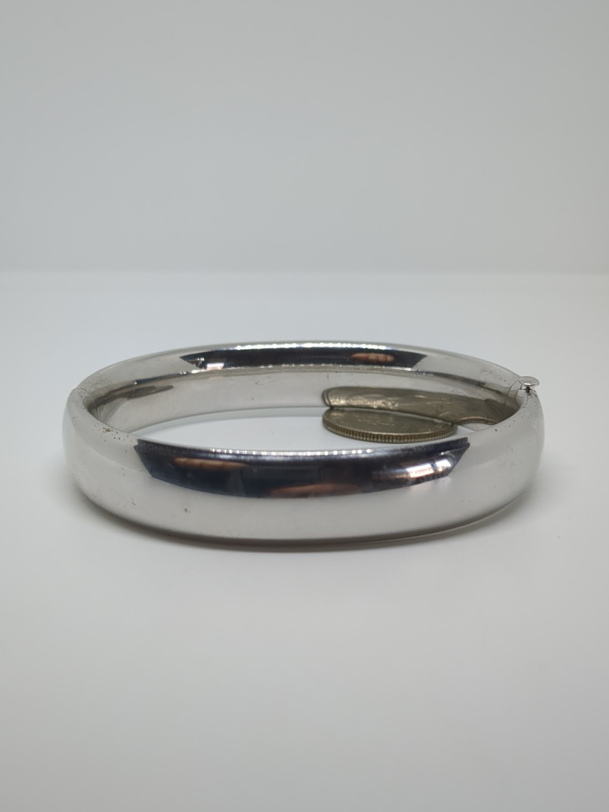Sterling Silver 925 CA Plain Bangle Bracelet 7.25" - image 1