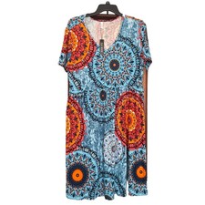 DB Moon Womens Boho Hippie Long Sleeve Casual Dress Size 3XL Pockets
