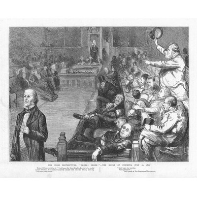 HOUSE OF COMMONS The Irish Obstructives - Antique Print 1877