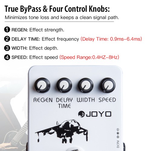 Pedal de Guitarra JOYO Flanger Analógico Clásico Metálico Flanger Efecto de Sonidos (Abierto) - Imagen 3 de 11