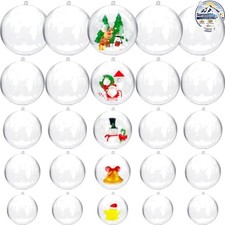 Clear Fillable Plastic Ornaments 25 Set 30-70mm 5 Sizes DIY Christmas Balls