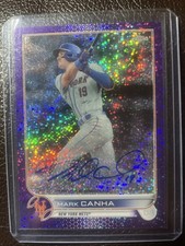 2022 Topps Chrome - Chrome Veteran Autographs Mark Canha #CVA-MC Purple Speckle