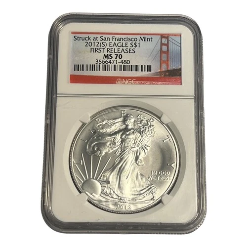 2012 (S) $1 Silver Eagle Early Releases NGC MS70 Red Label  San Francisco 14A