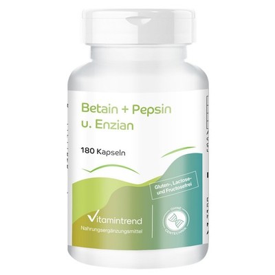 Betain + Pepsin u. Enzian - 180 Kapseln - hochdosiert | Vitamintrend