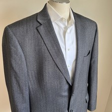 Jos. A. Bank Reserve 46L Sport Coat Silk Wool Grey Herringbone Blazer Wedding