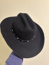 Vintage Stetson Stallion Black XX Premium 57 Felt Wool Cowboy Hat Size 7 1/8