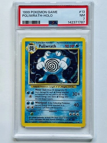 1999 Pokémon TCG Poliwrath Base Set Holo Unlimited Rare Card 13/102 PSA 7