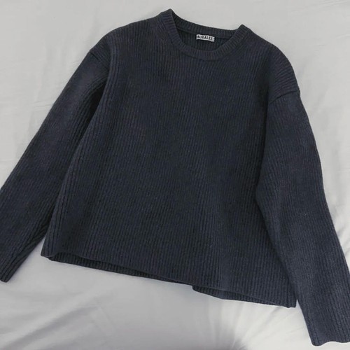 AURALEE Super Fine Wool Rib Knit Gray Used