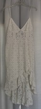 Selfie Leslie White Lace V-Neck Hi-Low Ruffle Dress Strappy XL