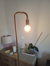 Habitat Rayner Rose Gold Floor Lamp with optional grey lampshade