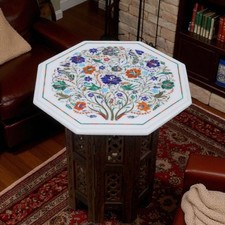 Pietra Dura Floral Marble Table Top | Handmade Inlay Art Luxury