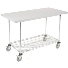 Mobile Workbench with Wire Rack Plastic Laminate Square Edge 60"W x 30"D Chrome