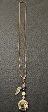 Gold Tone Ball/Bead Chain Necklace Angel Wing...