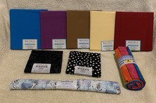 12 Pc Lot Assorted Fabric Fat Quarters 100 Cotton 18x21 Solids Prints - NEW