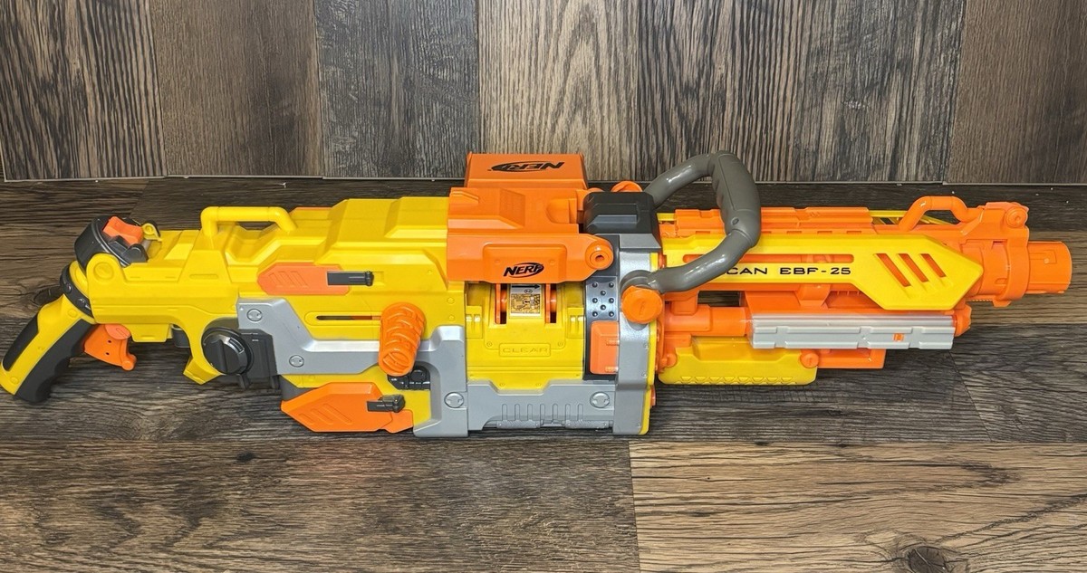 NERF N-Strike Vulcan EBF-25 Gun Blaster w/Tripod Excellent