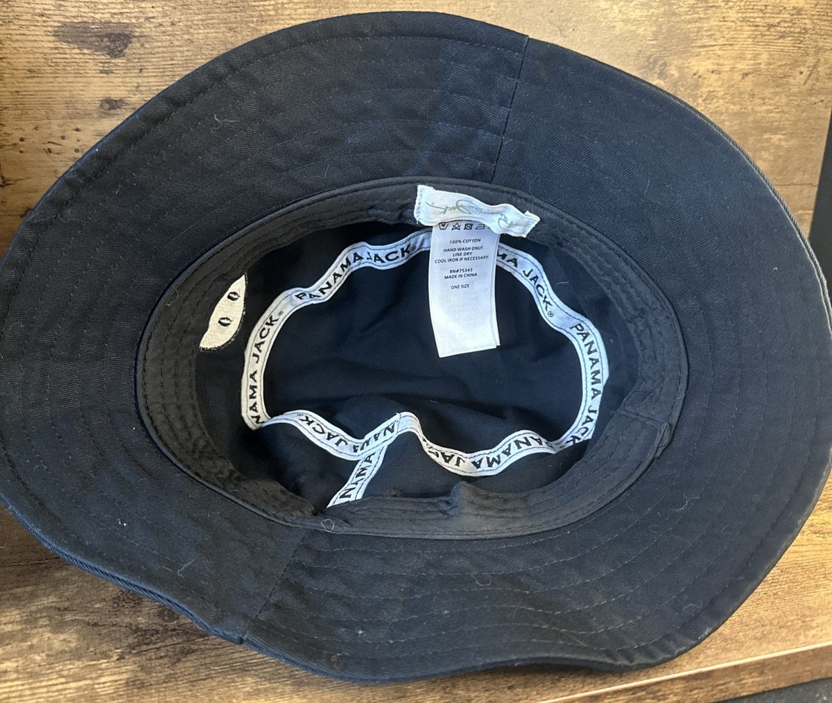 Panama Jack Bucket Hat Mens One Size Black Smiley Face 100% Cotton Outdoors Cap View 5