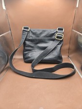 Vtg Black Pebbled Leather Fossil Crossbody Bag