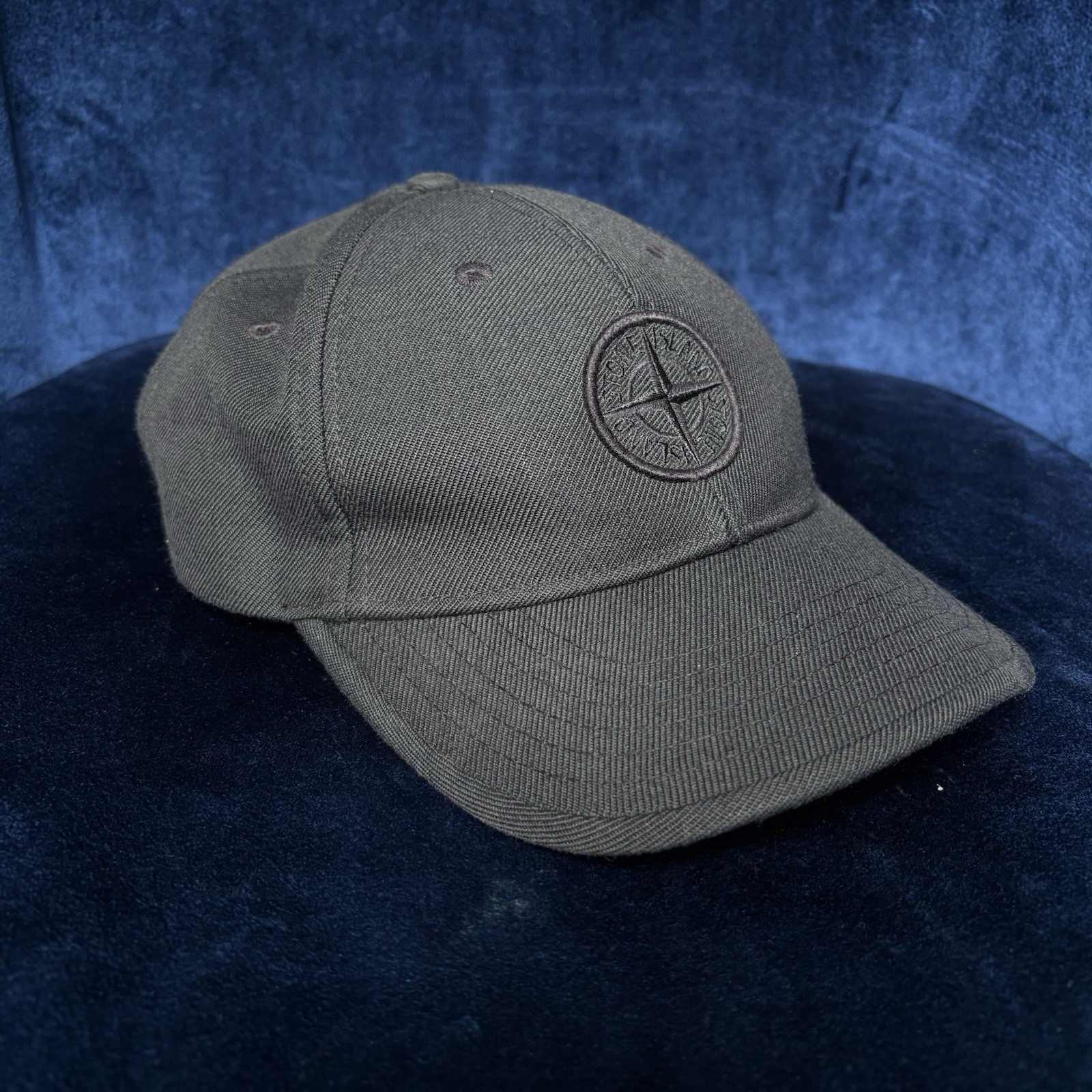 Stone Island Junior Logo Embossed Baseball Cap Size 4 12-14 yo Dark Blue