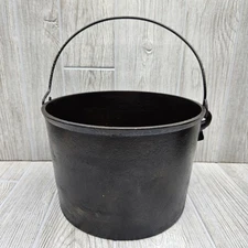 Flat Bottom Cast Iron Kettle Cowboy Bean Pot Cauldron Gate Mark Heat Ring 71D