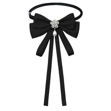 Womens Bow Tie, Clip on Bow Ties for Women Girls Pre Tied Bowtie Ribbon Rhine...