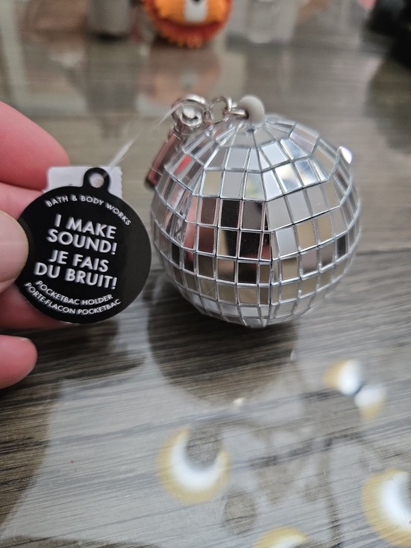 Bath & Body Works PocketBac Holder Spinning Disco Ball Noise Making Song Clip