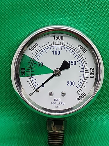 INDUSTRIAL PRESSURE GAUGE 0-3000PSI / 0-200 BAR UNIT / UNBRANDED[2WS1-1]
