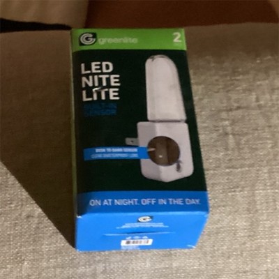Greenlite LED Night Light 2 Pack, White, Plug-In, Light Sensor, Wall Mounted